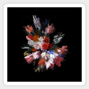 Abstract 3D pixel flowers Sticker